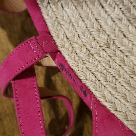 Candies Pink Espadrille Wedges Size 7.5 - Picture 6 of 8
